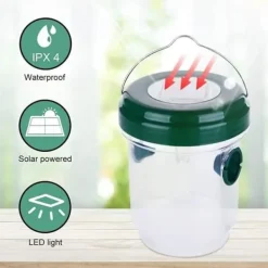 Clearance 2 getingfällor utomhus, soldriven getingdödare med UV-LED-ljus Återanvändbar insektsfångare[347] Skadedjursfällor