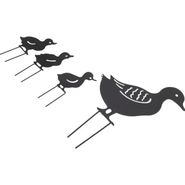 Outlet 4 st metallanka dekorativa trädgårdsstakar Söt djur ihålig design svart järnkonst anka dekoration för innergård gräsmatta trädgård Trädgårdsprydnader