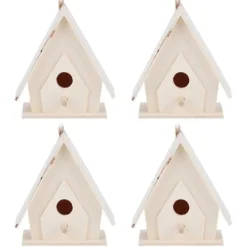 Clearance 4 st mini hängande trä fågelholk bon bur prydnad hantverk för trädgård innergård dekor För Fåglar & Småvilt