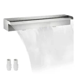 Outlet 23,6 tums poolvattenfall i rostfritt stål med kopplingar, trädgårdsfontän, konstant vattenflöde, enkel DIY-installation Fontäner & Dammar