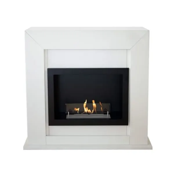 Adra BRI-MDW bio-etanol öppen spis - Vit MDF öppen spis surround - 1,5 KW värme