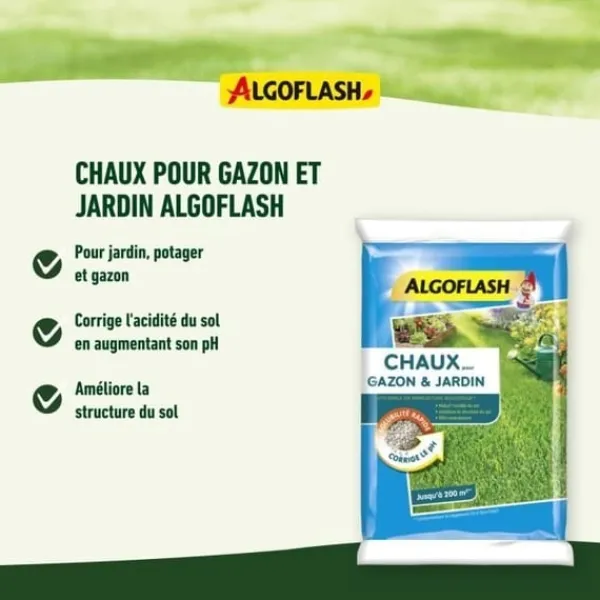 ALGOFLASH Kalk för gräsmattor och trädgårdar - 10 kg