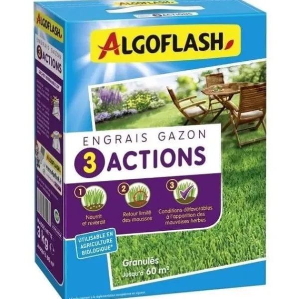 ALGOFLASH NATURASOL Gräsmatta Gödselmedel - 3 Steg - 3 kg