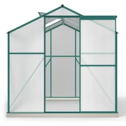 Aluminium växthus med grund 4,75 m² - 190 × 253 cm, inkl. 1 takfönster och skjutdörr, trädgårdsväxthus, tomatväxthus
