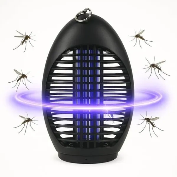 Anti-Mygga Lampe 4 LED UV Oval Elektrisk och Tyst för Inomhus med Räckvidd på 40 m²