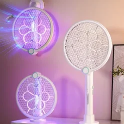 Sale Anti-myggracket, Anti-mygglampa, med laddningsbas mot myggor, flugor, insekter, flygande Flugsmällor