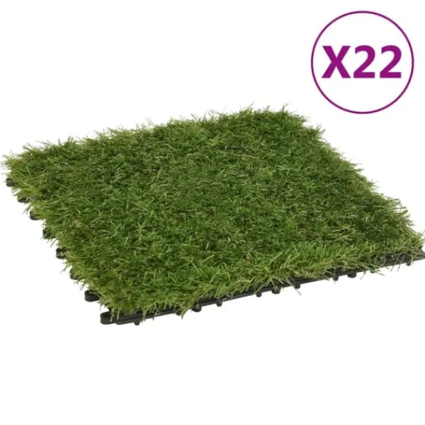 New Artificiell flora - Living Konstgräsplattor 22 st grön 30x30 cm Trädgårdsprydnader