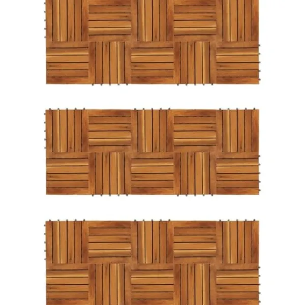 Discount Balkongplattor med vertikal design - 30 st i akaciaträ | Färg: Natur | Storlek: 30x30 cm Trädgårdsprydnader