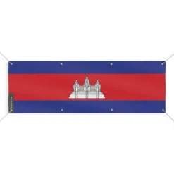 Online Banderoll - Kambodja - 190x570 cm - Polyester - 8 öglor - Digitaltryck Flaggor & Vindstrutar