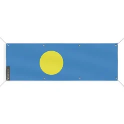 New Banner - PIXELFORMA - Palau flag - 8 eyelets - 140x420 cm - Durable polyester Flaggor & Vindstrutar
