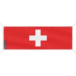 Clearance Banner - PIXELFORMA - Schweiz flagga - 90x270 cm - 8 öljetter - Slitstark polyester Flaggor & Vindstrutar