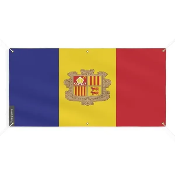 Outlet Banner Flag of Andorra 6 öljetter 180x360cm i polyester Flaggor & Vindstrutar