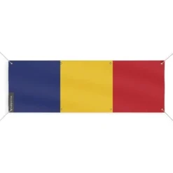 Online Bannern Flagga - Rumänien - 120x360 cm - Polyester - 8 Ögla - Digitaltryck Flaggor & Vindstrutar
