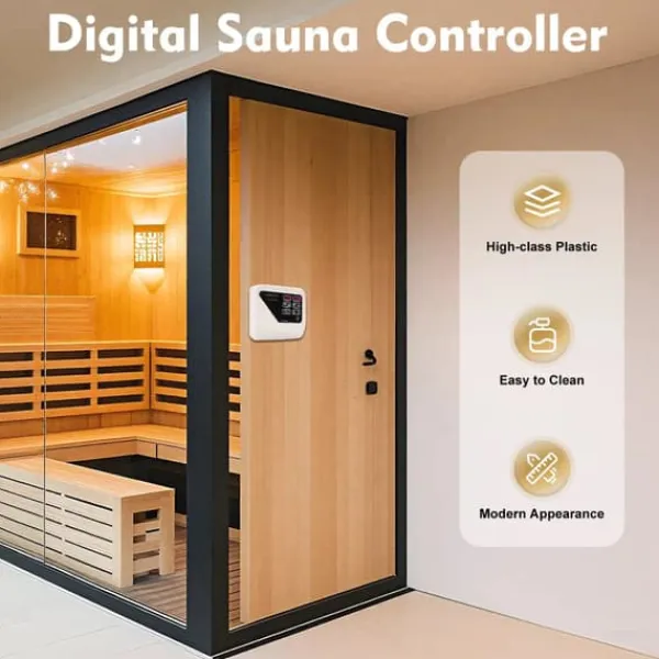 Best Bastuaggregat styrenhet - Extern kontrollpanel - Väggmonterad - 220–240 V - För 3–9 kW - 40–105 °C - Ljusstyrning 60 W - Digital Bastu