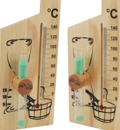 Outlet Bastutermometer Timglas, Guld Elegant Design Bastutermometer Timglas 0-140 Grader Celsius Trä Lämplig för Hotell Bastu