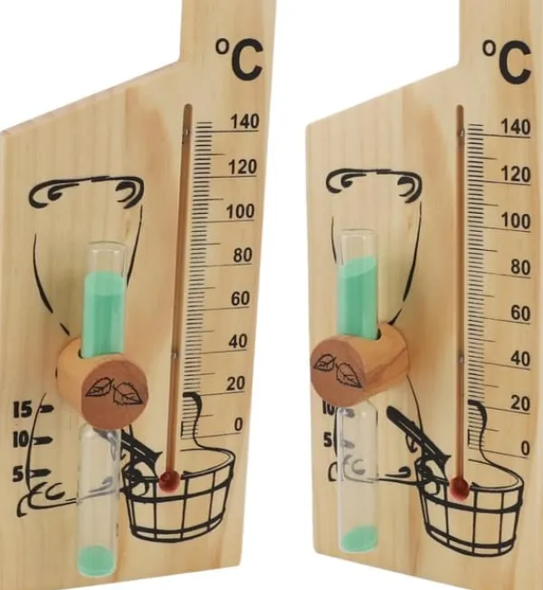 Outlet Bastutermometer Timglas, Guld Elegant Design Bastutermometer Timglas 0-140 Grader Celsius Trä Lämplig för Hotell Bastu