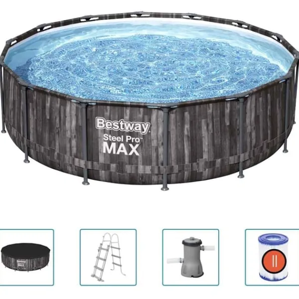 New Pool Steel Pro MAX rund med tillbehör 427x107 cm Pooler