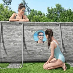 Bestway Power Steel Poolset 488x305x107 cm - Korrosionsbeständig | Färg: Grå | Storlek: 488x305x107 cm