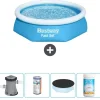 Bestway Round Uppblåsbar Fast Set Pool - 244 x 61 cm - Blå - Inklusive Tillbehör - CB51