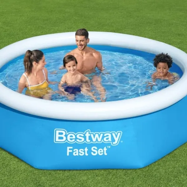 Bestway Round Uppblåsbar Fast Set Pool - 244 x 61 cm - Blå - Inklusive Tillbehör - CB11