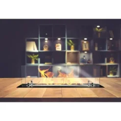 Bio-eldstad - Stål - Glas 65 cm - Svart - Bioetanol Vedeldade Kaminer