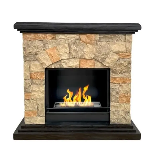 Biogasanläggning - DIVINA FIRE - Belluno - Falsk sten effekt - 105x38x100 cm - Ekologisk