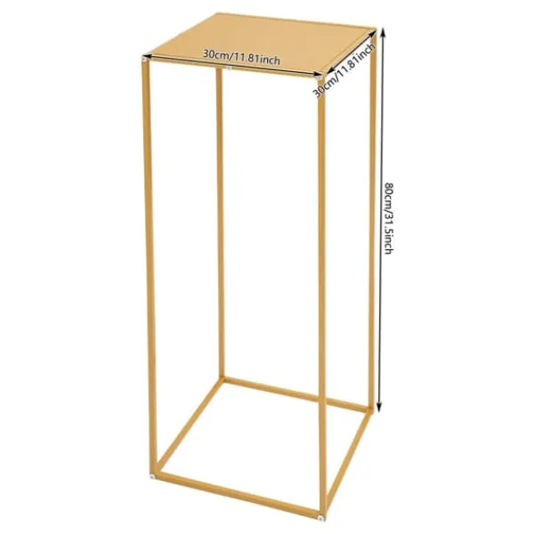 Online Blomsterställ för Bröllop - Rektangulär Geometrisk Metallställning - 10-Pack - 30×30×80 cm - Storlek L - Guld Blommor