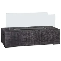Hot Bordsetanolkamin 0,15 L, portabel med trälook, rostfritt stål 33×16×18 cm Öppna Spisar