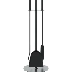 Online Brasverktygsset 4 delar - Hållbara stålverktyg för spisen | Storlek: 22x59 cm Tillbehör Till Vedeldade Kaminer & Öppna Spisar