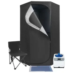 Discount Bärbar Dampsauna, Högkvalitativ Satinbomull, 1350W Dampsystem, Rymlig Tältdesign, Fällbar Stol Ingår, Stabil Konstruktion Bastu