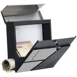 Brevlåda – Med fönster – Rostfritt stål – Silver/Antracit