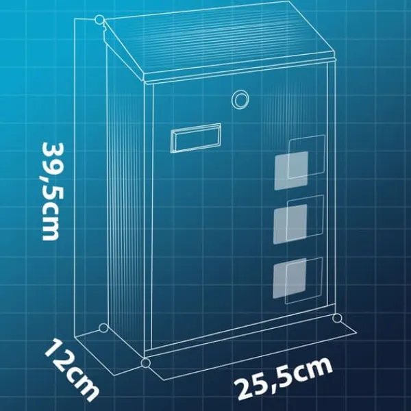 Hot Brevlåda 39x25,5x12 cm svart HM-864 Postlådor & Brevlådor