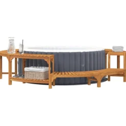 vidaXL Bubbelbad Omgivning Brun Ø275 x 55,5 cm Massivt Akaciaträ