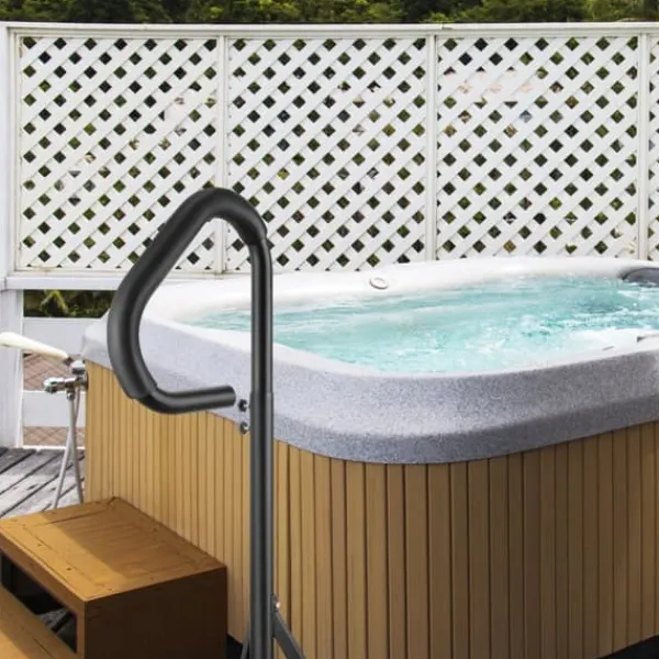 Bubbelpool handledare, 360° vridbar, justerbar höjd 35"-57", rostsäker aluminium, glidunderlag, 600 LBS kapacitet.