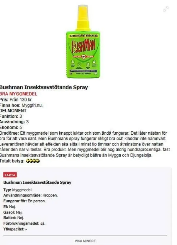 BUSHMAN MYGGSRAY 90 ML 3-PACK, myggmedel testvinnare