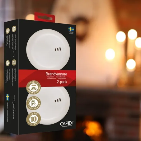 Hot CAPiDi Brandvarnare 2-pack Vit Rök- & Koloxiddetektorer
