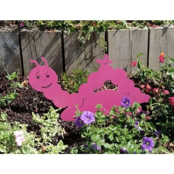 Clearance Dekorativt picket i form av en fuchsia metallmask, 50.2x30 cm, trädgårdsdekoration Trädgårdsprydnader