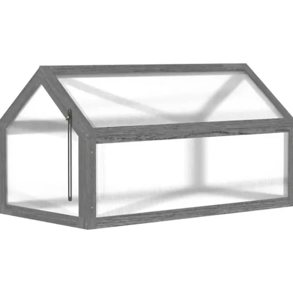 Online Drivbänk i trä 90x52x49,5 cm, ljusgenomsläppligt lock, vintertålig – grå Växthus