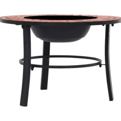 Eldfat med mosaik i terrakotta - Dekorativ eldgrop för trädgården | Diameter: 68 cm | Material: Keramik