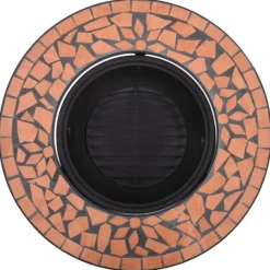 Eldfat med mosaik i terrakotta - Dekorativ eldgrop för trädgården | Diameter: 68 cm | Material: Keramik