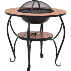 Clearance Eldfat med mosaikbord i terrakotta - Dekorativ eldgrop | Diameter: 68 cm | Material: Keramik Öppna Spisar