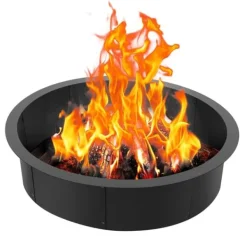 Hot Eldring Rund 45 tum, Yttre Stålfoder, DIY Campfire Ring, Brandgrill, Enkel att Montera Tillbehör Till Vedeldade Kaminer & Öppna Spisar