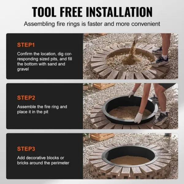 Eldring Rund 35 Tum Yttre Stålfoder DIY Campfire Ring Eldplats