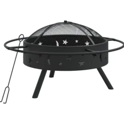 vidaXL Eldstad med eldgaffel 70 cm XXL stål