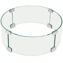 Online Eldstad Vindskydd, 435 x 170 mm glasflamskydd, 6 mm härdat glas, för propan, gas, utomhus, uteplats, bakgård Tillbehör Till Vedeldade Kaminer & Öppna Spisar