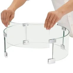 Online Eldstad Vindskydd, 435 x 170 mm glasflamskydd, 6 mm härdat glas, för propan, gas, utomhus, uteplats, bakgård Tillbehör Till Vedeldade Kaminer & Öppna Spisar
