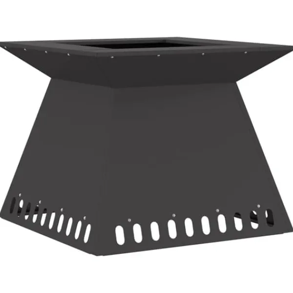 Elegant eldstad i matt svart stål - Perfekt för utomhusbruk | Storlek: 60x60x50 cm Öppna Spisar