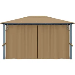 Online Elegant paviljong med draperier för utomhusbruk | Färg: Taupe | Storlek: 400x300 cm Tält & Lusthus