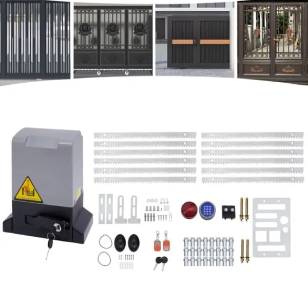 Best Elektrisk skjutgrindsöppnare - 550 W Motor - 1200 kg Kapacitet - Fjärrkontroll - För Tunga Skjutgrindar - CE-certifierad - Mörkgrå Skjul, Garage & Carports
