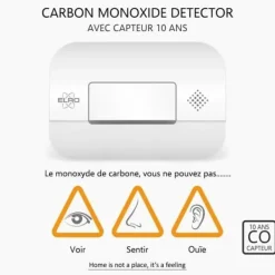 Outlet ELRO FC2702 kolmonoxiddetektor - 10 års sensor - EN50291-kompatibel Rök- & Koloxiddetektorer
